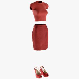 Women's Skirt, Tshirt and Shoes model